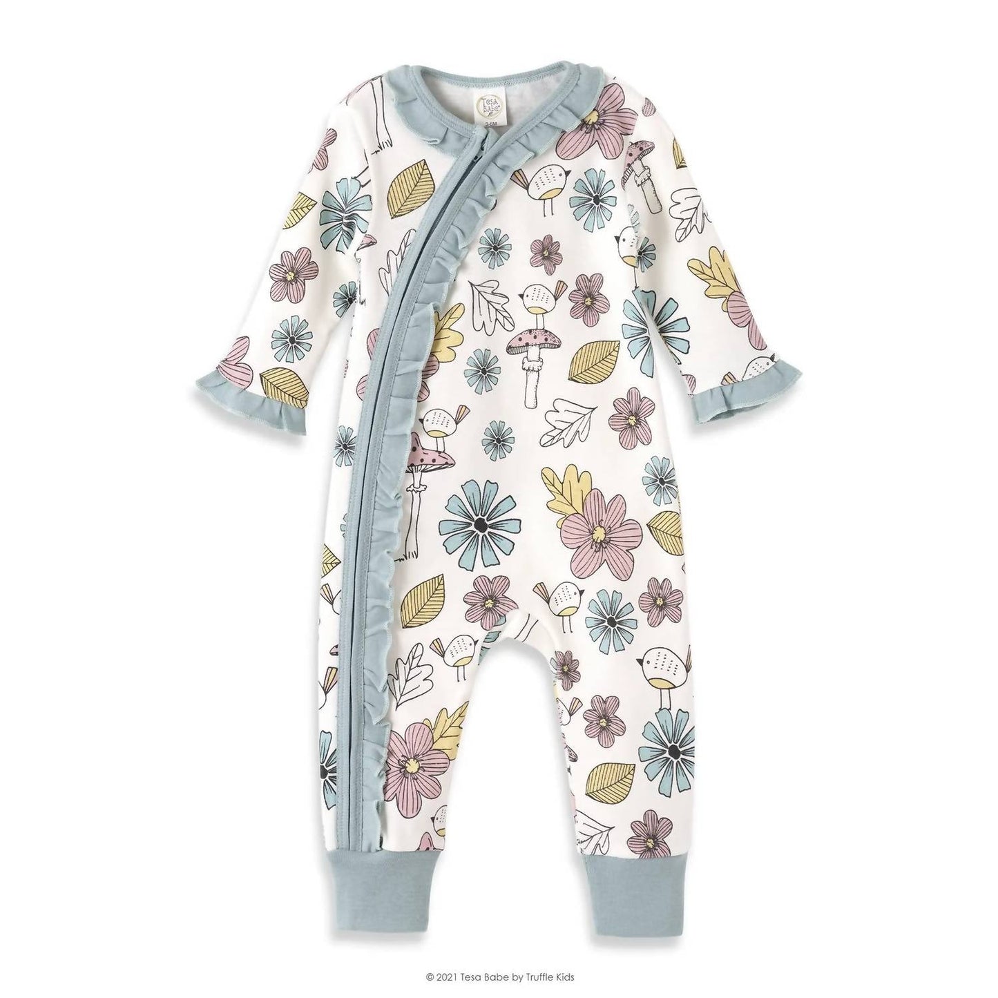 Tesa Babe - Baby Girl Mother Nature Zippered Long Sleeve Romper