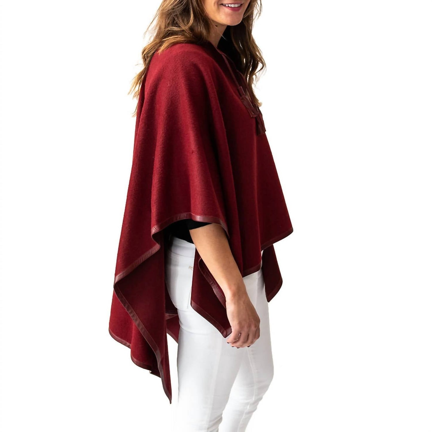 Stick & Ball - Leather Trim Baby Alpaca Poncho