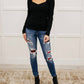 Judy Blue - Buffalo Plaid Peek-A-Boo Skinny Jeans