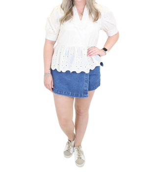 Entro - Eyelet Detail Peplum Top