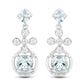 4.42 Carat Genuine Aquamarine and White Zircon .925 Sterling Silver Earrings