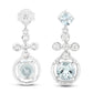 4.42 Carat Genuine Aquamarine and White Zircon .925 Sterling Silver Earrings