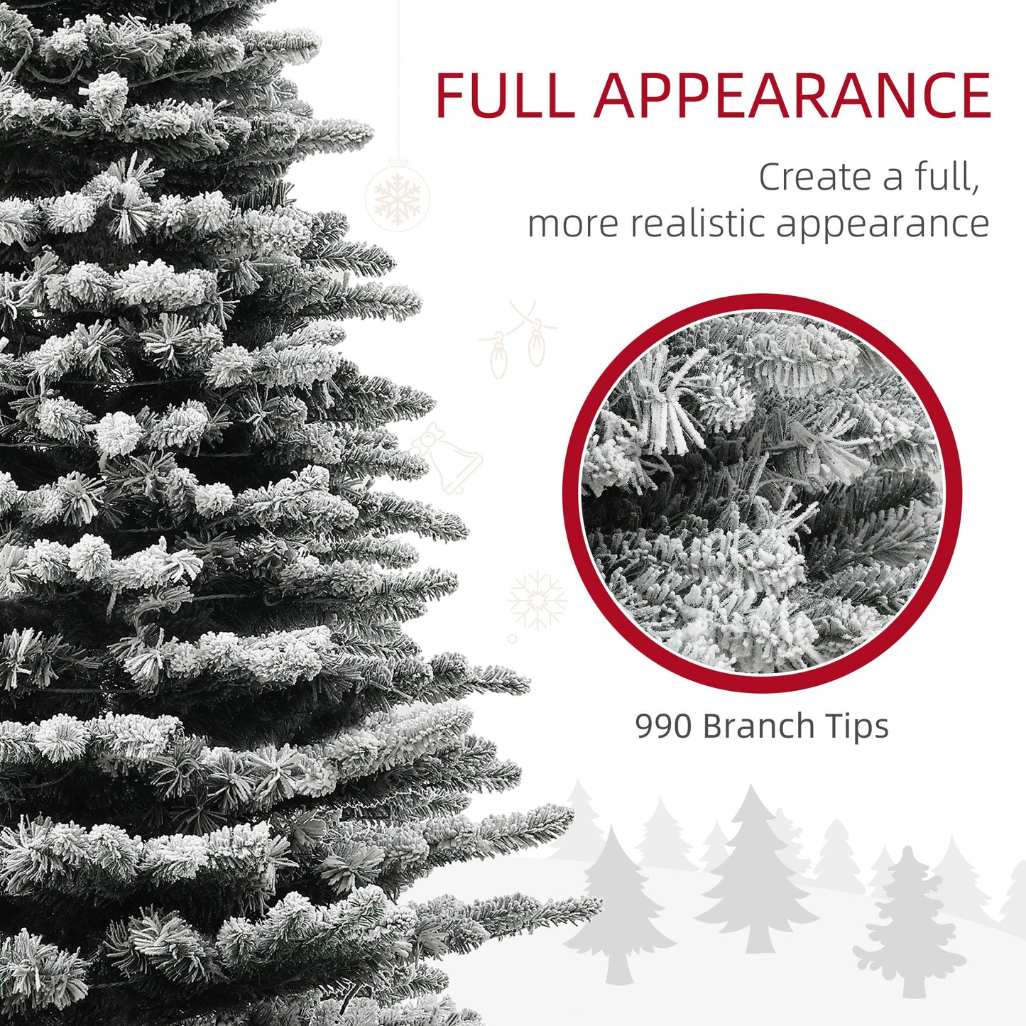 6.5 Ft Pre-Lit Snow Flocked Mountain Pine Artificial Christmas Tree