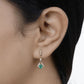 0.70 Carat Genuine Zambian Emerald and White Diamond 14K Yellow Gold Earrings
