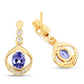 0.76 Carat Genuine Tanzanite and White Diamond 14K Yellow Gold Earrings