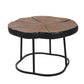Irregular Coffee Table, 27" Modern MGO Top with Natural Wood & Black Metal Base