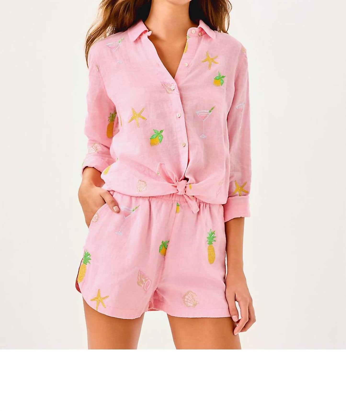 Lilly Pulitzer - Elodey Linen Shorts Happy Hours
