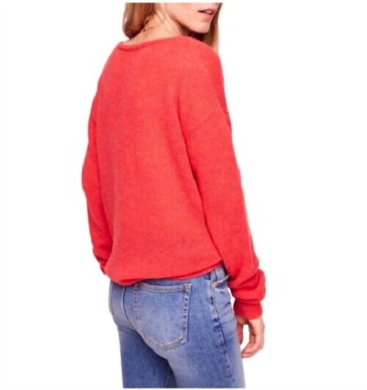 Free People - Coral Knit Gossamer V-Neck Sweater