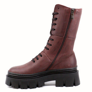 Lofina - Chunky Leather Lace Up Boots