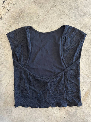 Find Me Now - Crepe Mesh Backless Tee Top