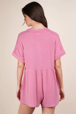 Very J - Two Tone Ribbed Knit Comfy Casual Romper