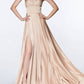 Ladivine - Long Satin A-line Dress With Slit