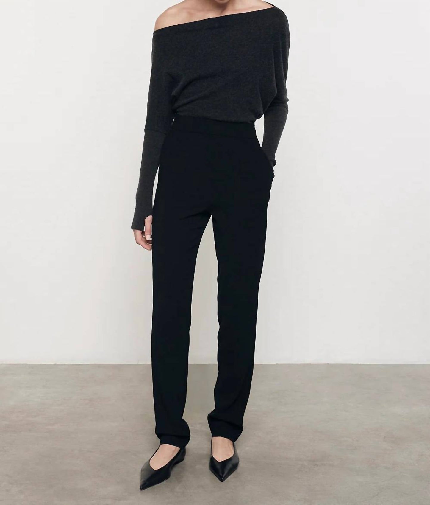 Enza Costa - Cashmere Cuffed Off The Shoulder Long Sleeve Top
