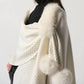 Joseph Ribkoff - Faux Fur Pom Pom Cape Shawl