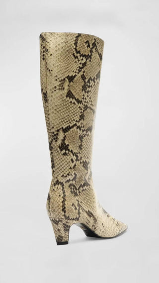 Schutz - Women's Dellia Snake-embossed Kitten Heel Boots