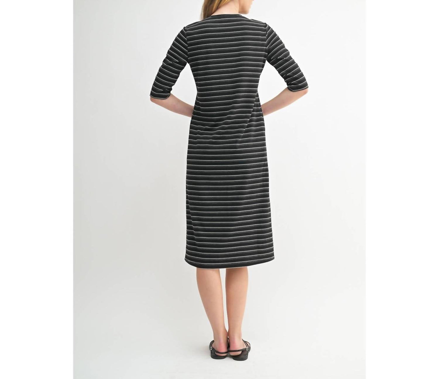 Fun 2 Fun - Quarter Sleeve Stripe Knit Dress