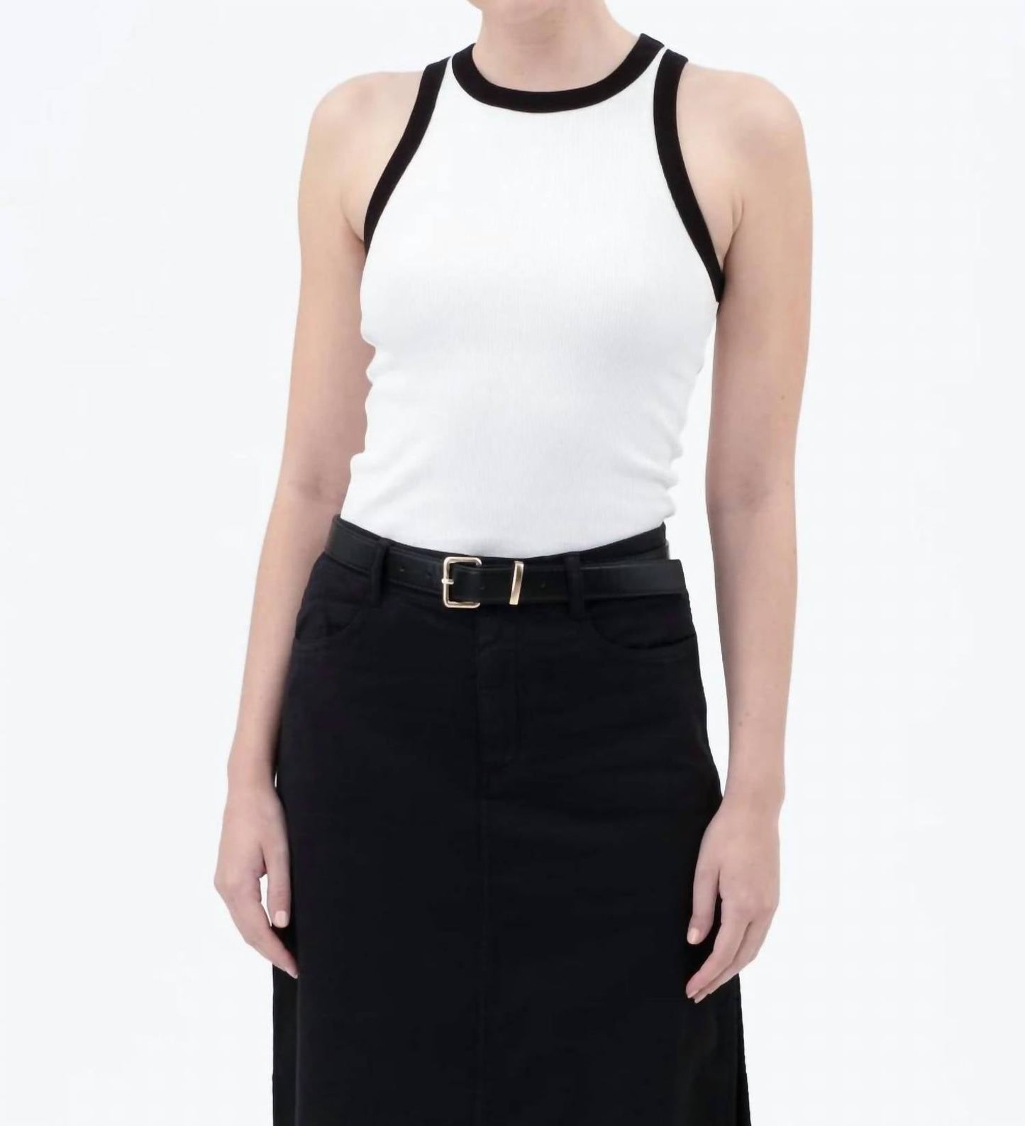 Blu Pepper - Contrast Trim Racerback Knit Tank Top