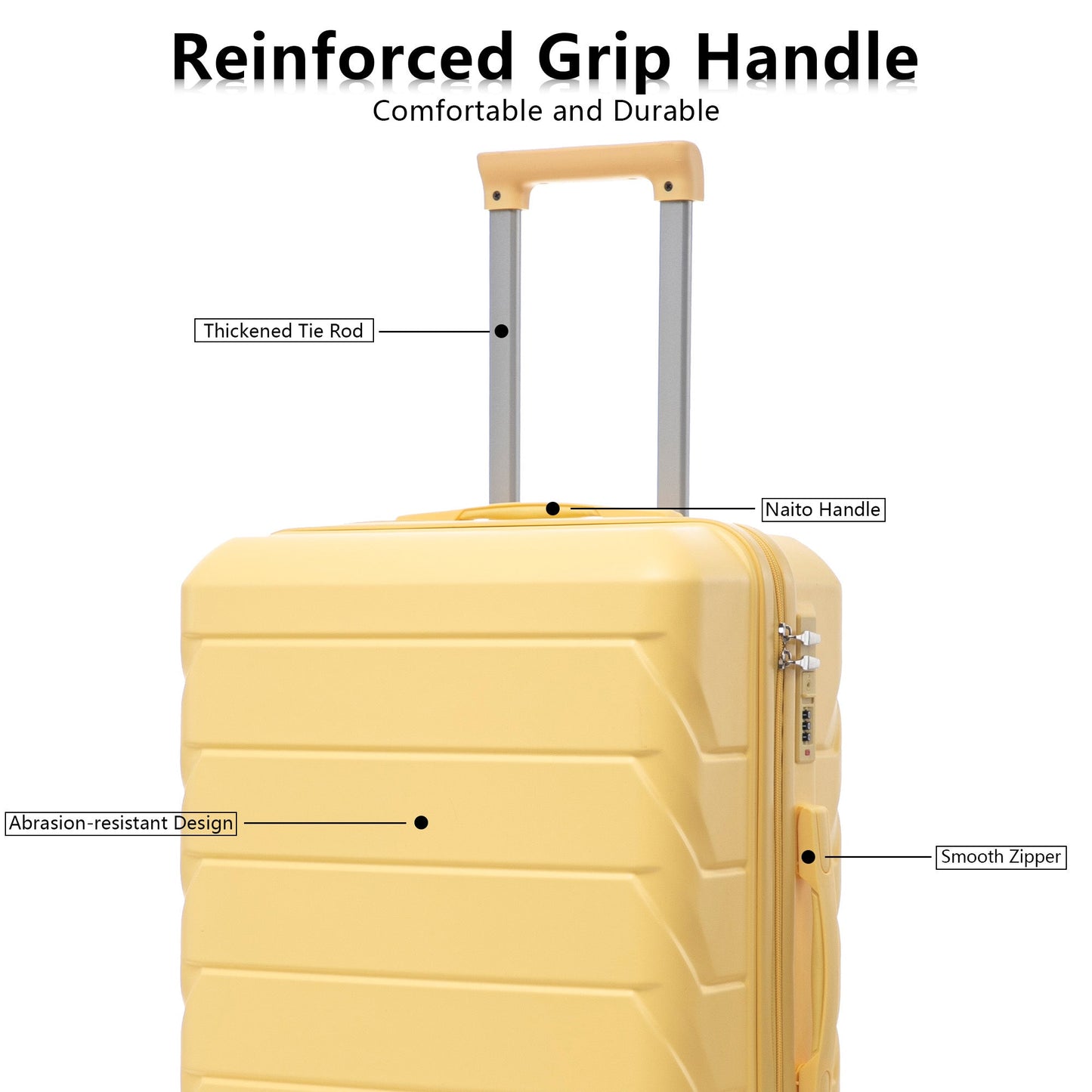 Set 3PCs 20'/24'/28' ABS Spinner Wheel Luggage - Yellow