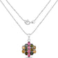 4.34 Carat Genuine Pink Tourmaline, Green Tourmaline & Brown Tourmaline .925 Sterling Silver Pendant