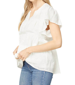 Entro - Flutter Sleeve Eyelet Top