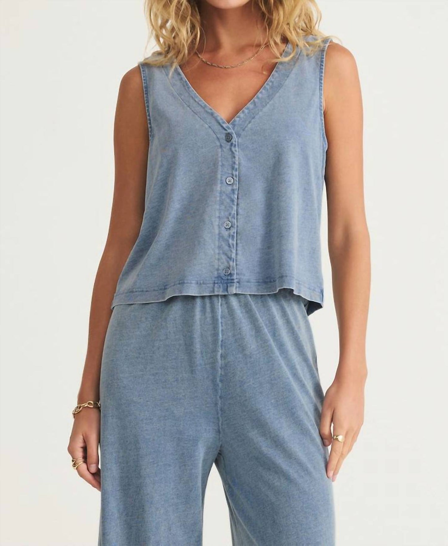 Z Supply - Solace V-neck Jersey Denim Tank Top