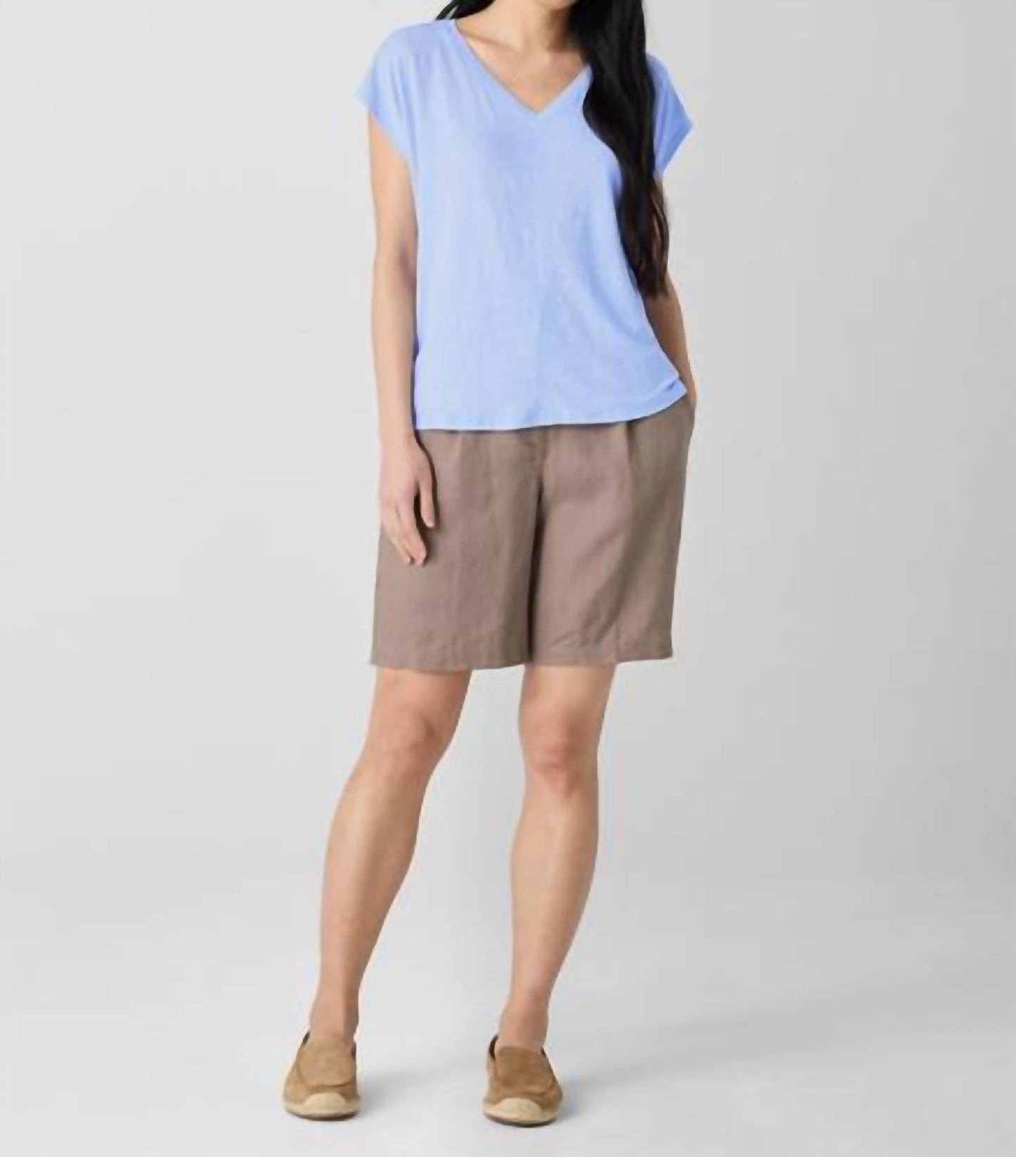 Eileen Fisher - Organic Linen Jersey V-Neck Tee