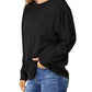 Double Take - Seam Detail Round Neck Top with Sheer Sleeves