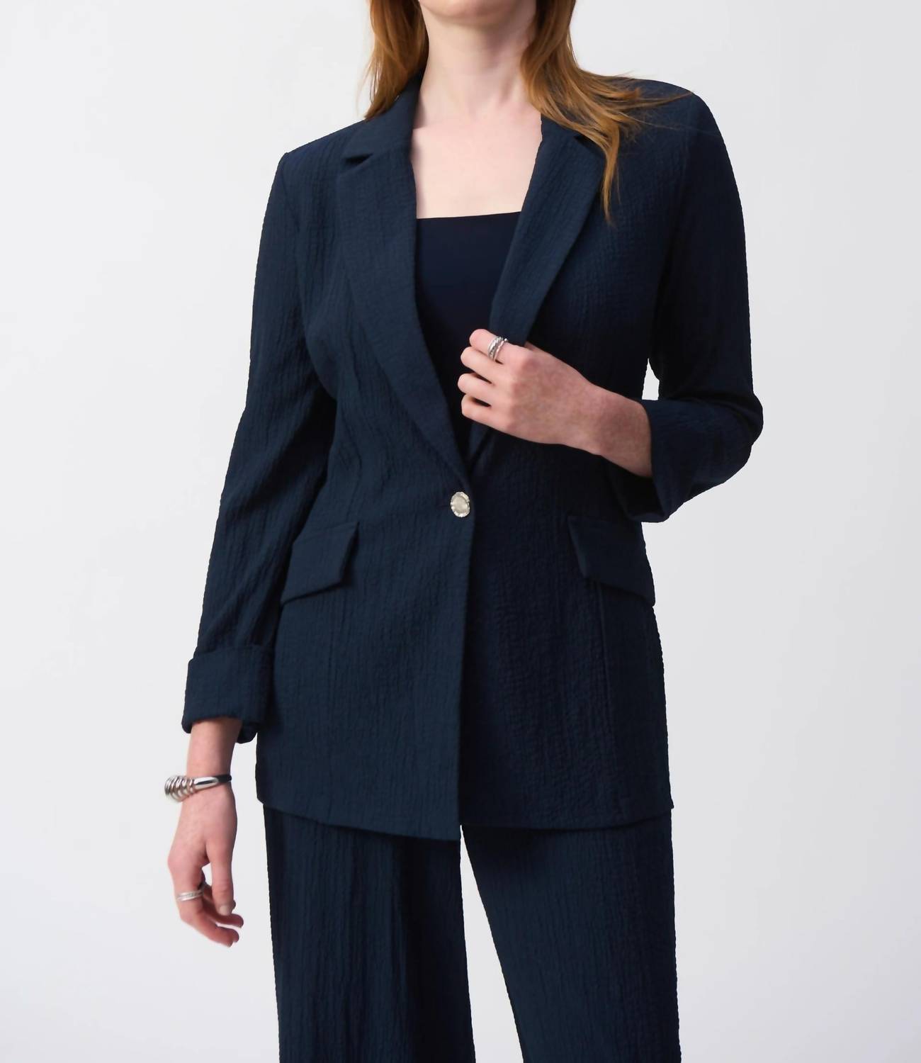 Joseph Ribkoff - Quarter Sleeve Seersucker Blazer Jacket