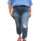 Judy Blue - Women's High Waist Embroidered Pocket Cropped Jeans