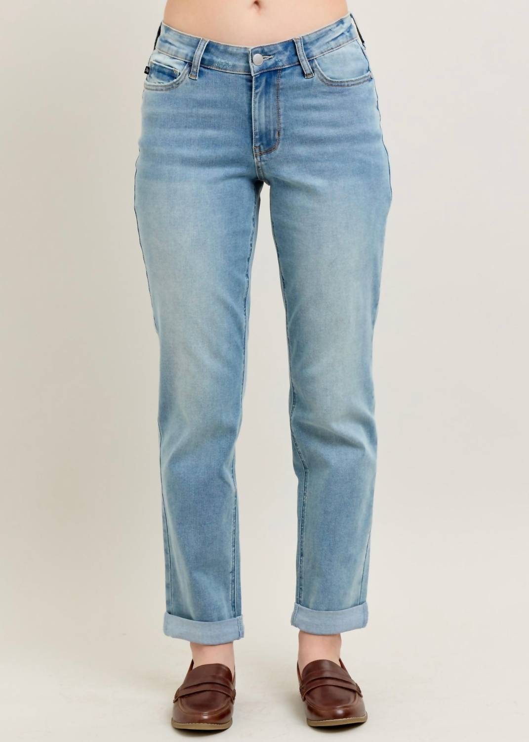 Judy Blue - V-front Cuff Boyfriend Jeans