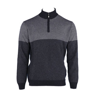 Pashmere - Men's Pure Cashmere Angled Half Zip Sweater