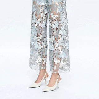 Bayeas - High Rise Wide Leg Jeans with Lace Spliced