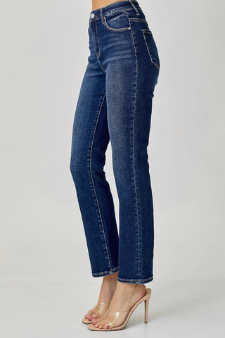 Risen - Mid Rise Ankle Straight Slim Jeans