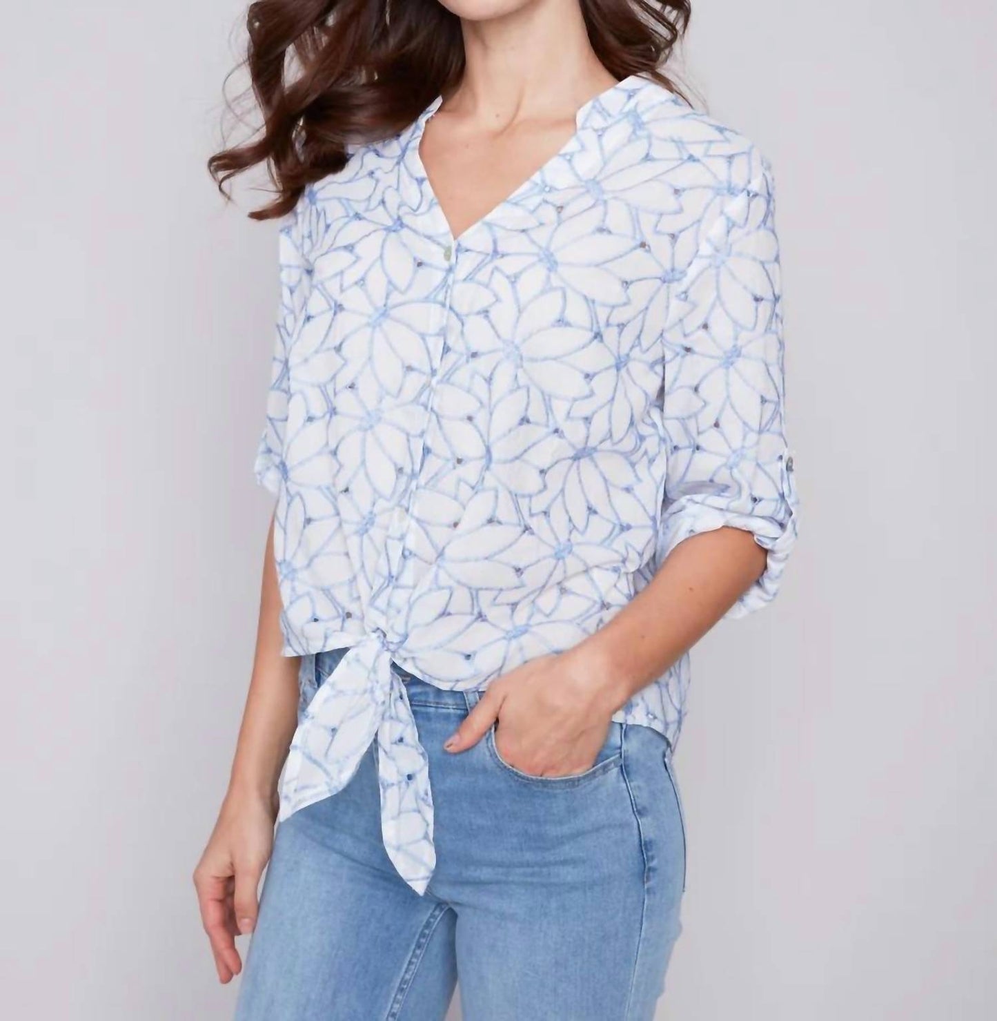 Charlie B - Button And Knot Long Sleeve Shirt