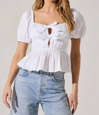 Astr - Bow Front Peplum Top