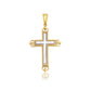 14k Two-Tone Gold Cross Pendant with an Ornate Budded Style