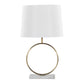 Moon Contemporary Table Lamp in White Marble, Gold Metal and White Shade