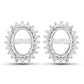0.26 Carat Genuine White Diamond 14K White Gold Semi Mount Earrings - holds 8x6mm Oval Gemstones