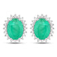 2.66 Carat Genuine Zambian Emerald and White Diamond 10K White Gold Earrings