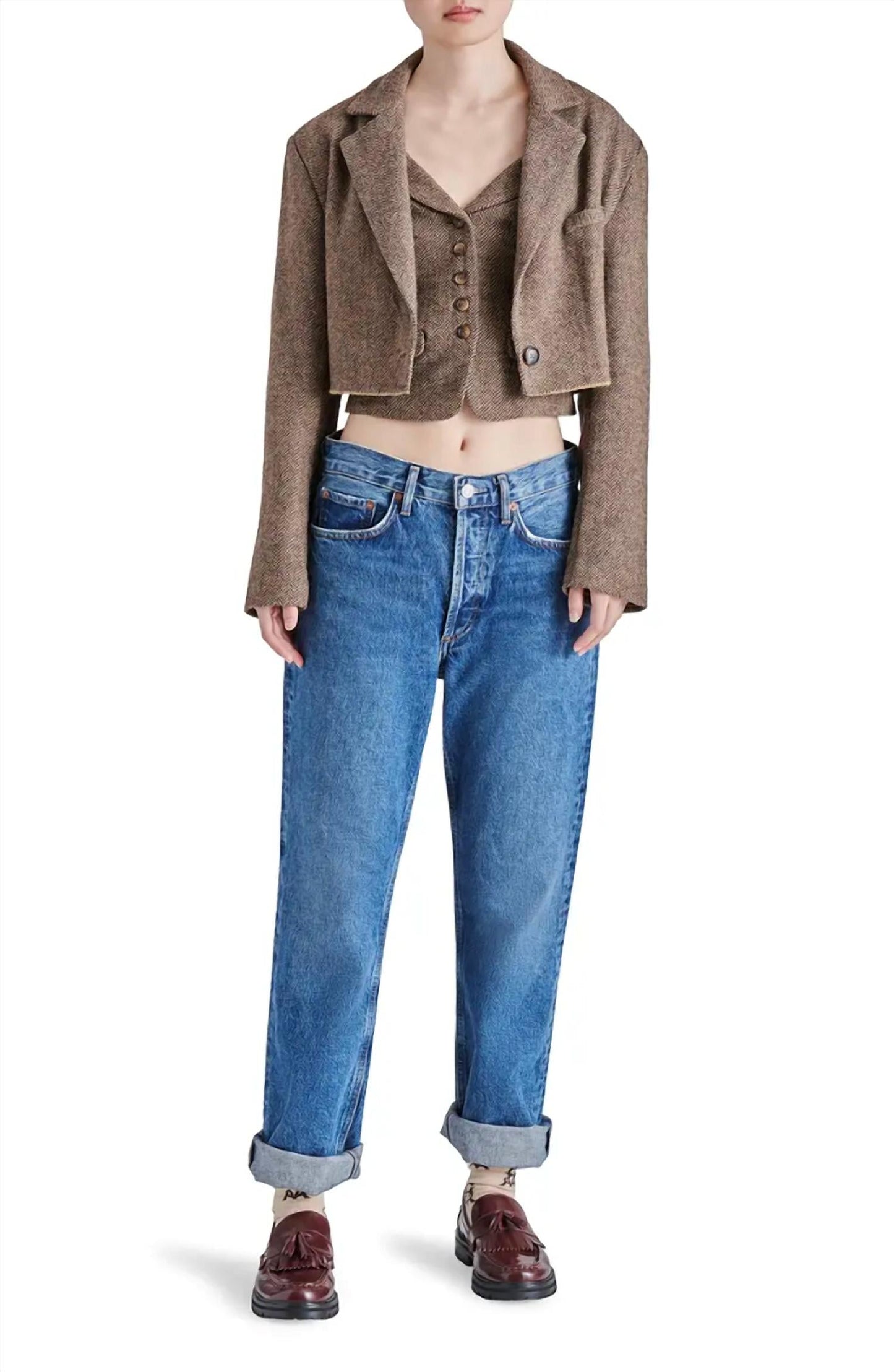 Steve Madden - Rupi Herringbone Cropped Blazer