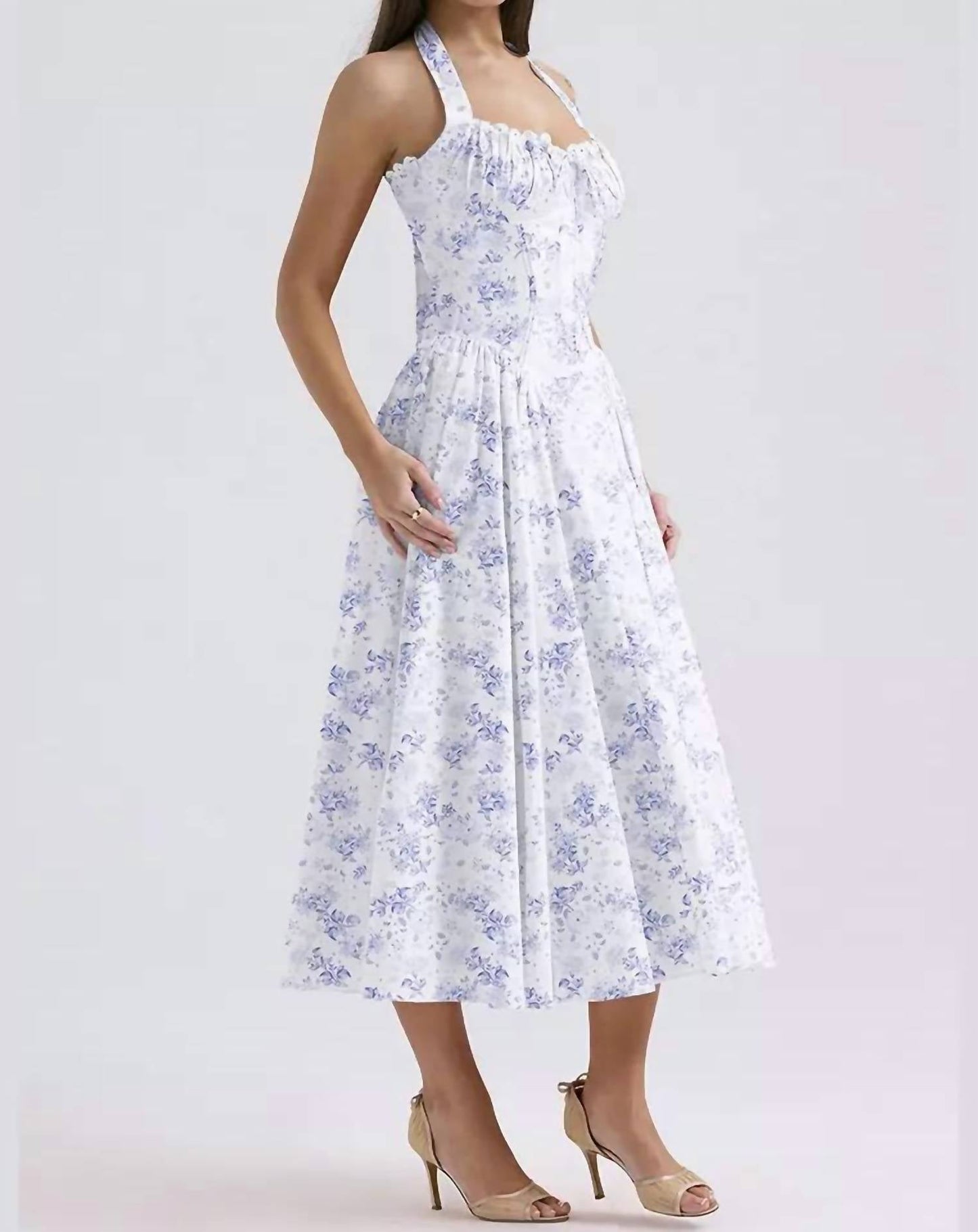De Vave - Floral Print Smocked Midi Dress