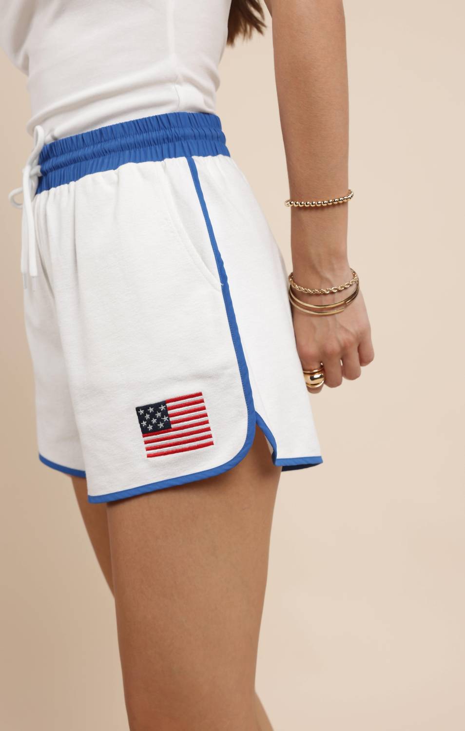 Sadie & Sage - Patriotic Contrast Flag Shorts