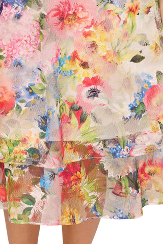 Adrianna Papell - Printed Embroidered Fit & Flare Dress