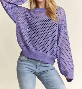 Trendsi - Adora Round Neck Lurex Crochet Top