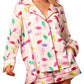 Peach Love - Satin Christmas Lights Prints Pajama Set