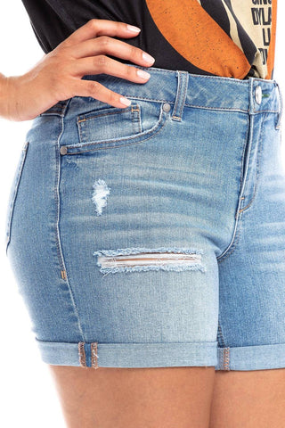 1822 Denim - Mid-rise Roll Cuff Jean Shorts