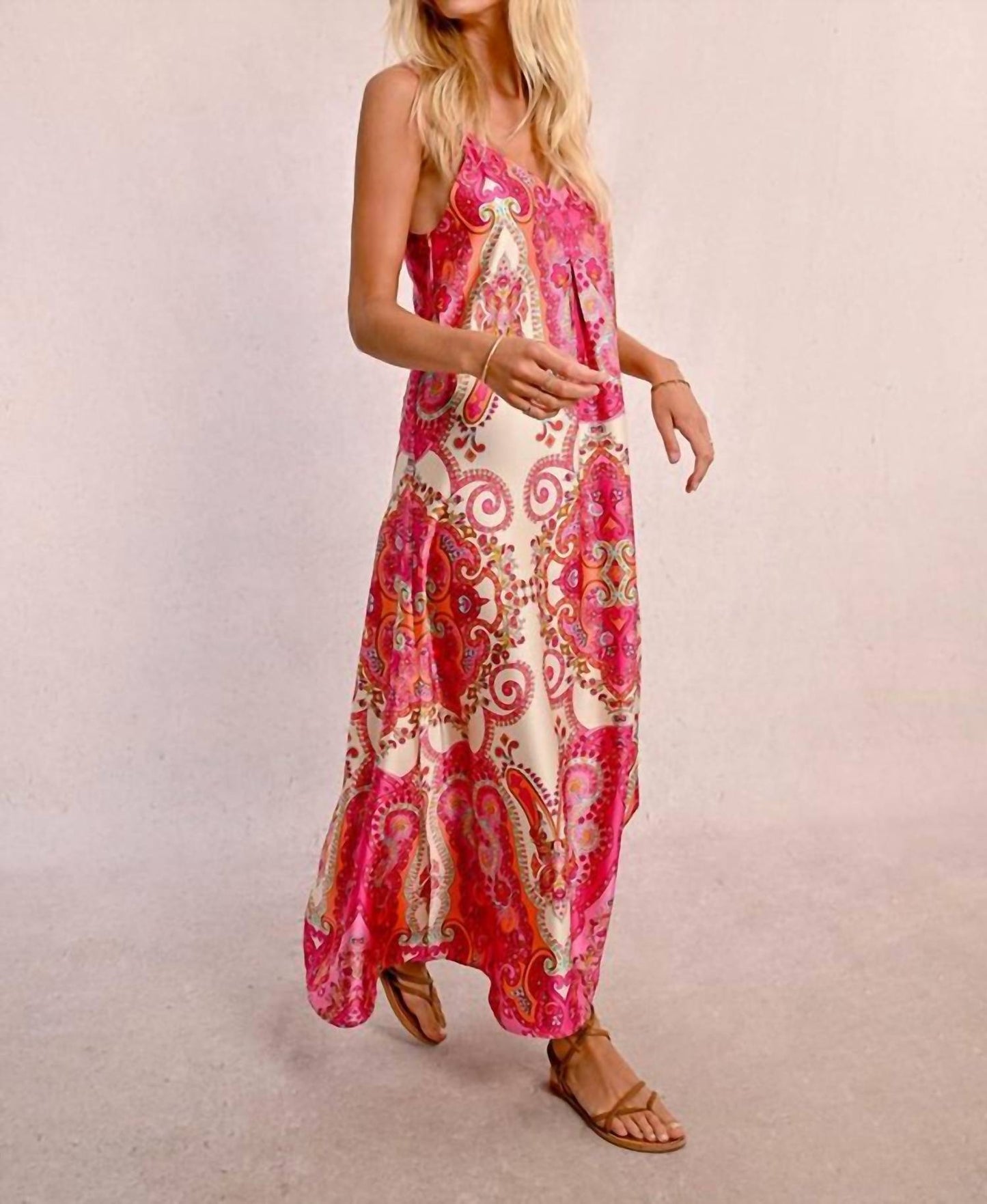 Molly Bracken - Scarf Print Satin Maxi Dress