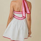 Baby Pink - Colorblock Strap Design Halter Neck Mini Dress