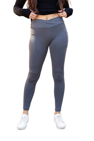Julia Rose - Caitlin Crossover Full Length Leggings with Pockets