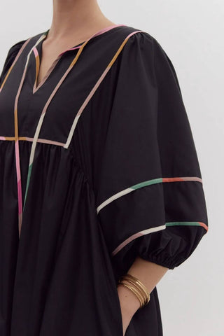 Entro - Solid Split V-neck Mini Dress